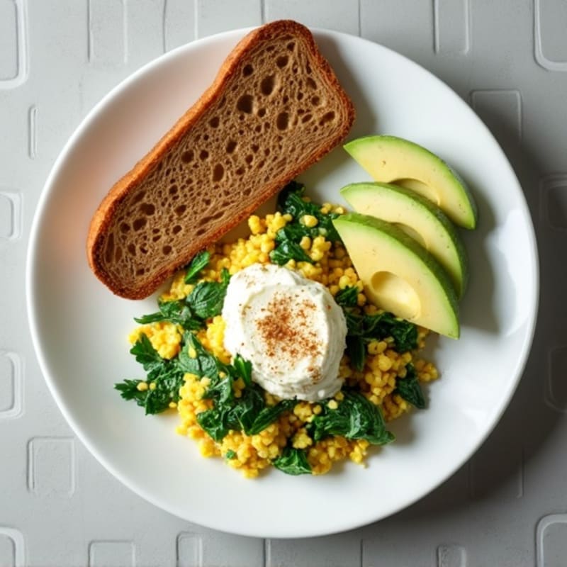 Egg White and Spinach Scramble with Cottage Cheese