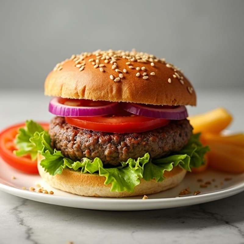 Lean Beef Burger with Fresh Crispy Veggies