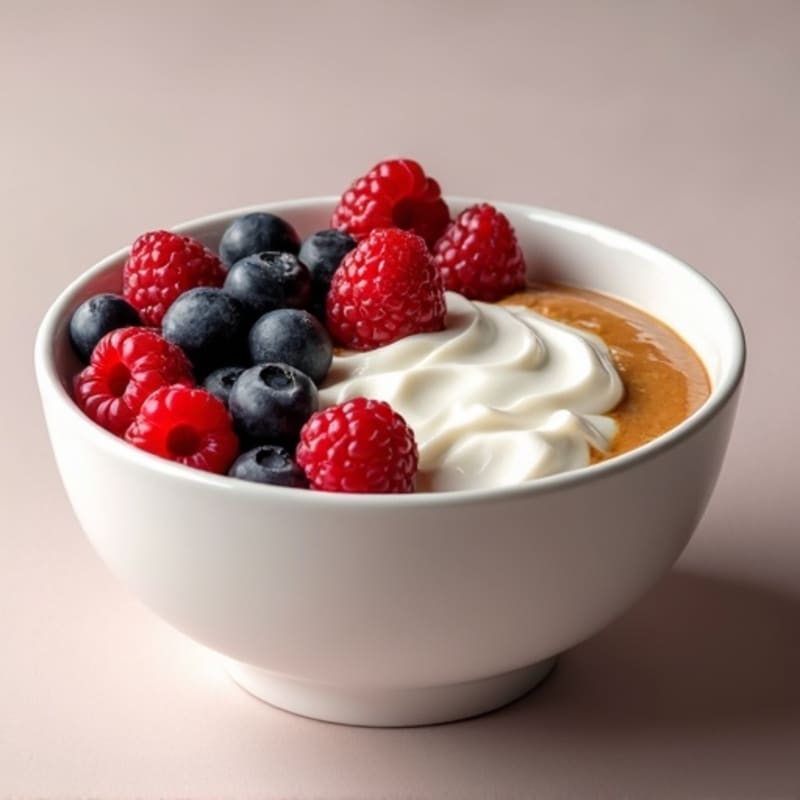 Greek Yogurt Protein Bowl with Mixed Berries and Almond Butter