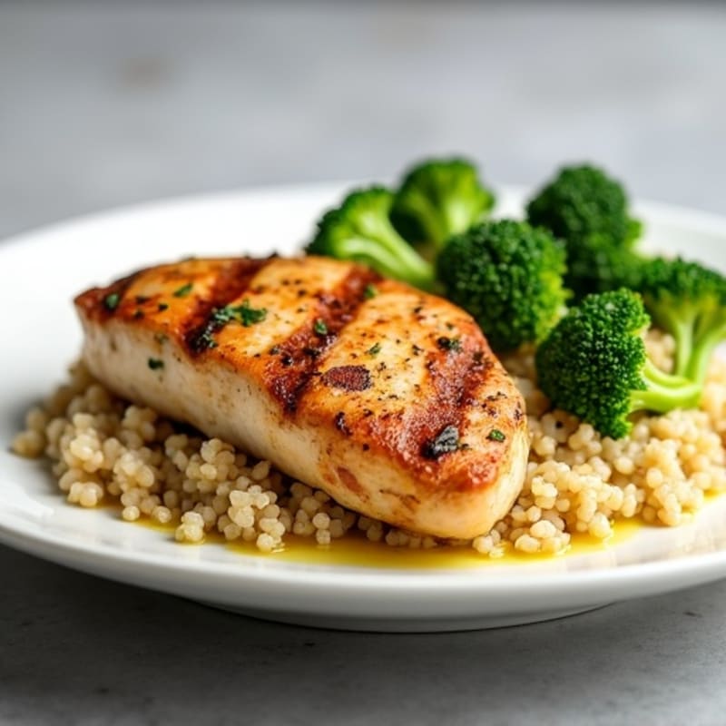 Grilled Chicken Breast with Quinoa and Steamed Broccoli