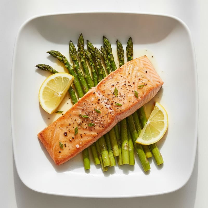 Pan-Seared Salmon with Roasted Asparagus