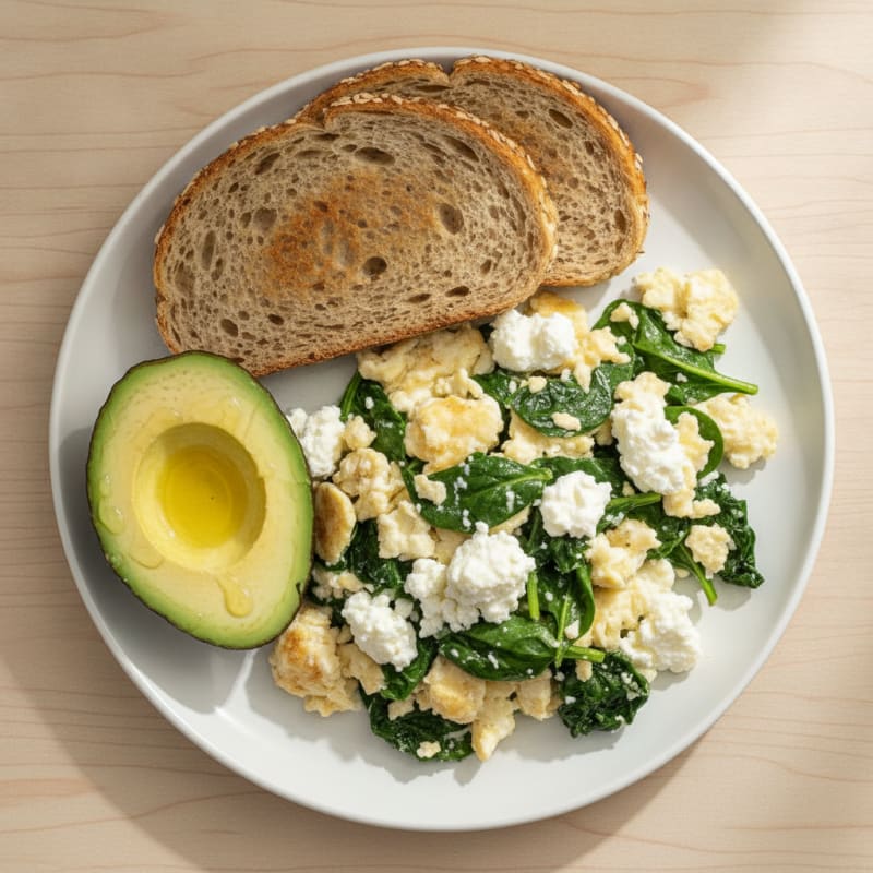 Egg White Scramble with Spinach and Cottage Cheese