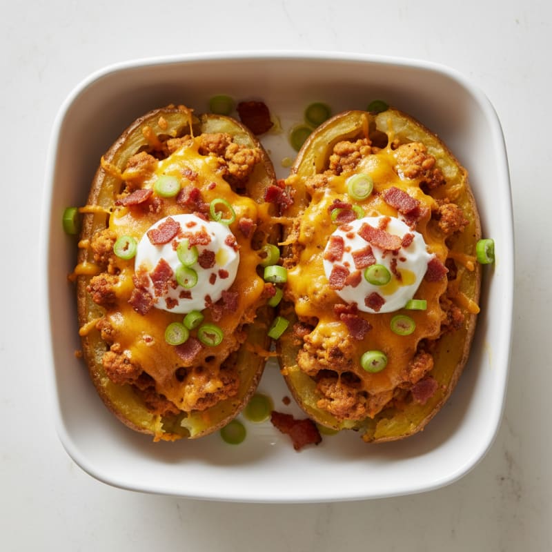 Crispy Bacon Cheddar Stuffed Potatoes