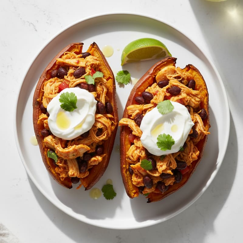 Creamy Chipotle Black Bean Stuffed Sweet Potatoes