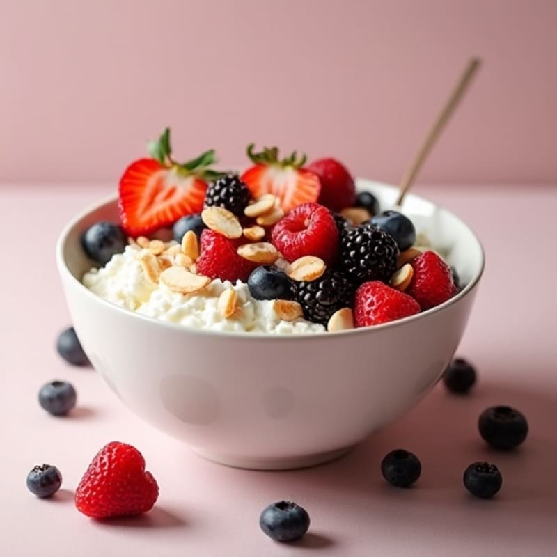 Cottage Cheese Berry Bowl with Almonds