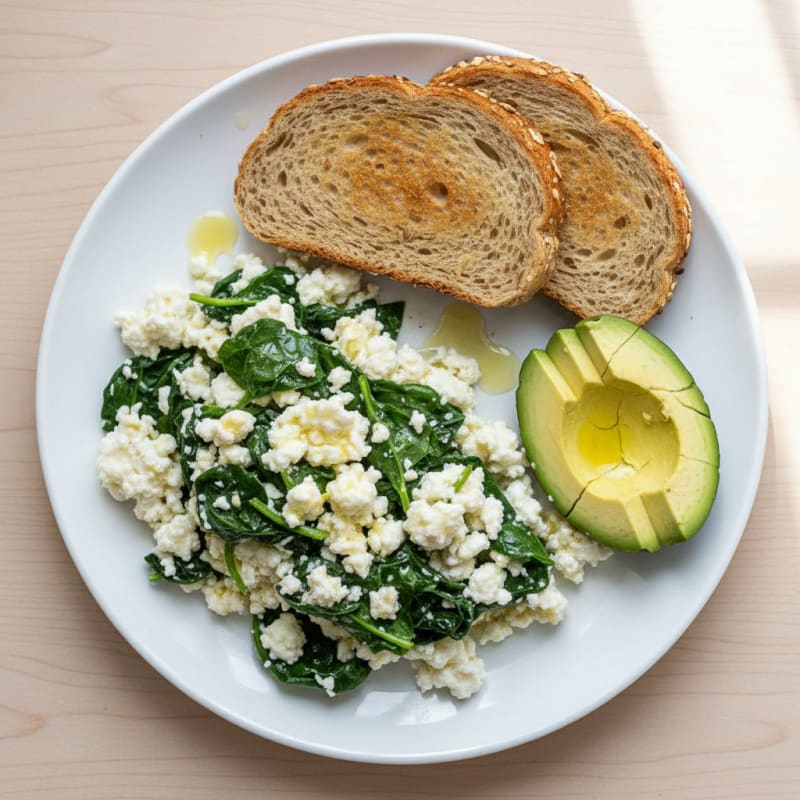 Egg White and Cottage Cheese Scramble with Spinach
