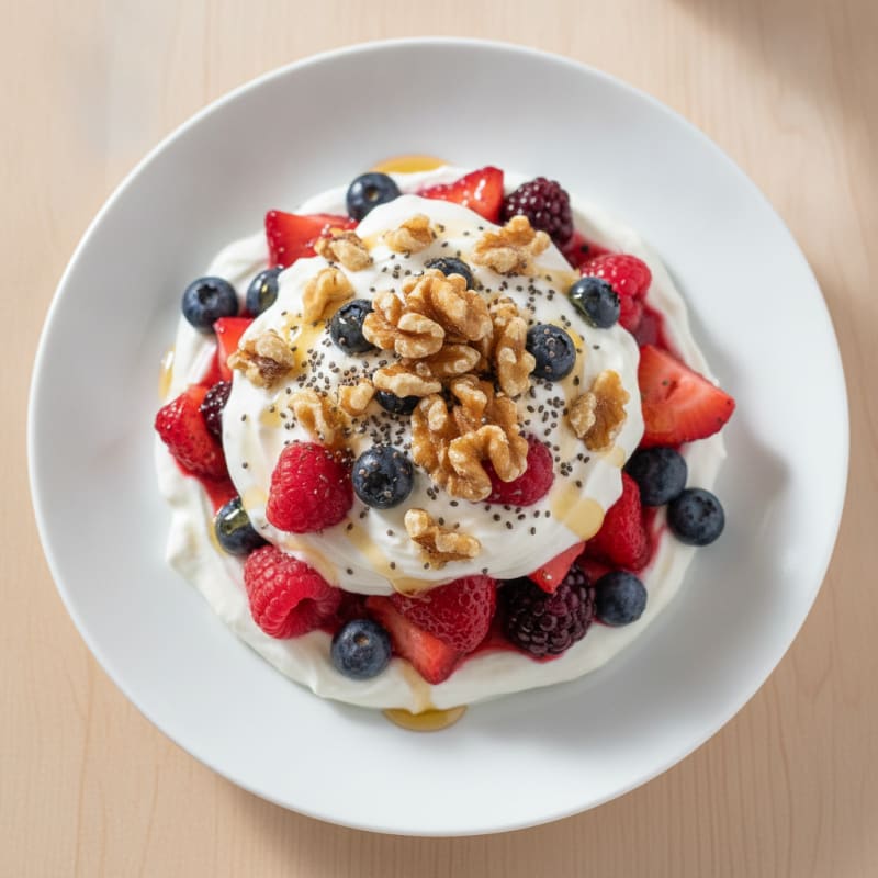 Greek Yogurt Protein Parfait with Mixed Berries