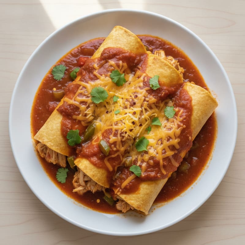 Chicken Enchiladas with Red Chili Sauce