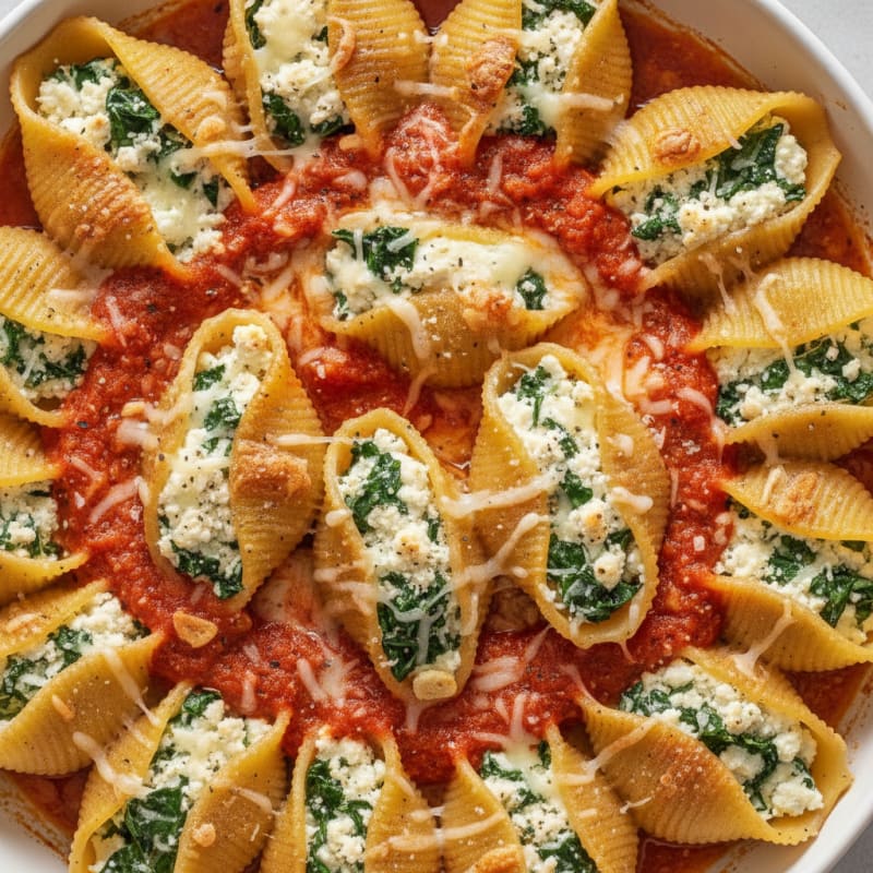 Baked Spinach Ricotta Stuffed Shells