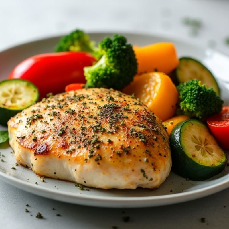 Herb-Crusted Pan Seared Chicken with Roasted Vegetables