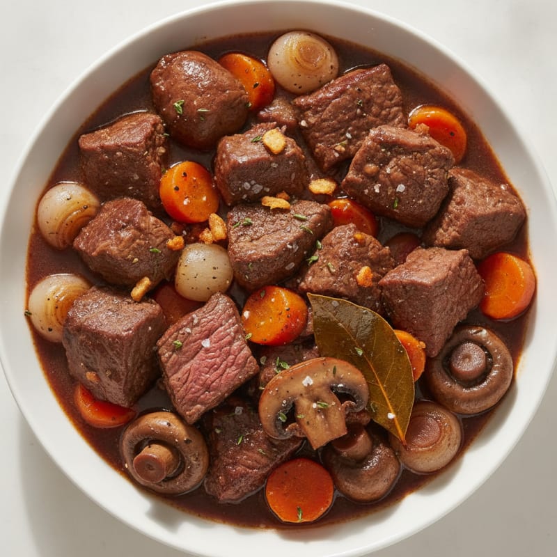Classic Beef Bourguignon with Mushrooms