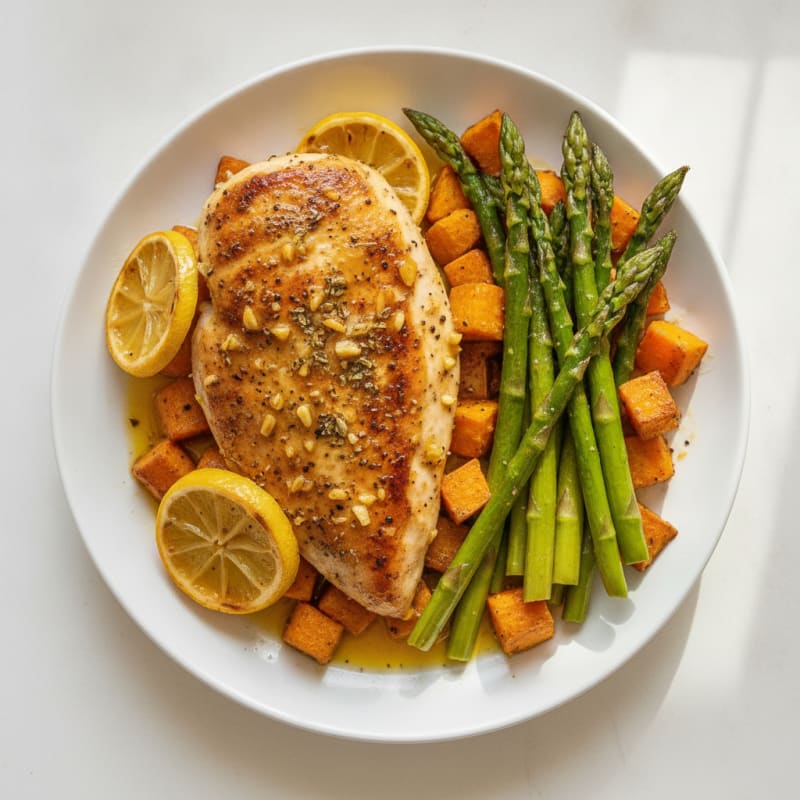 Lemon Herb Roasted Chicken with Asparagus