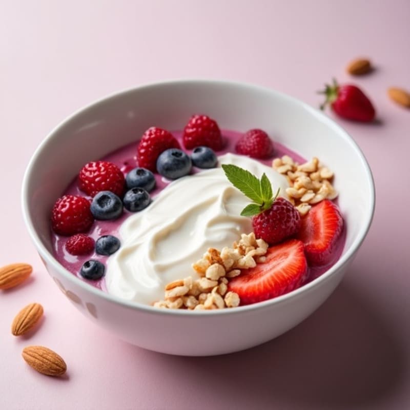 Silky Greek Yogurt Protein Pudding with Mixed Berries