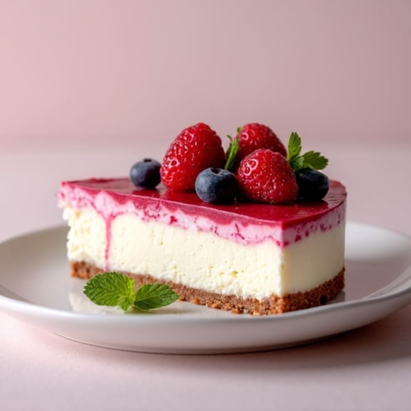Greek Yogurt Protein Cheesecake with Mixed Berries