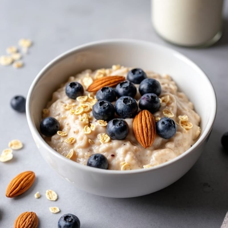 Creamy Blueberry Oatmeal with Toasted Almonds