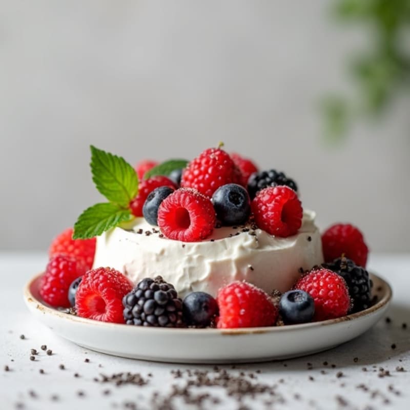 Low-Fat Cottage Cheese with Fresh Berries and Chia Seeds