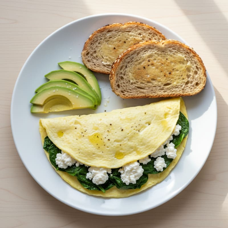 Egg White Spinach Omelette with Cottage Cheese