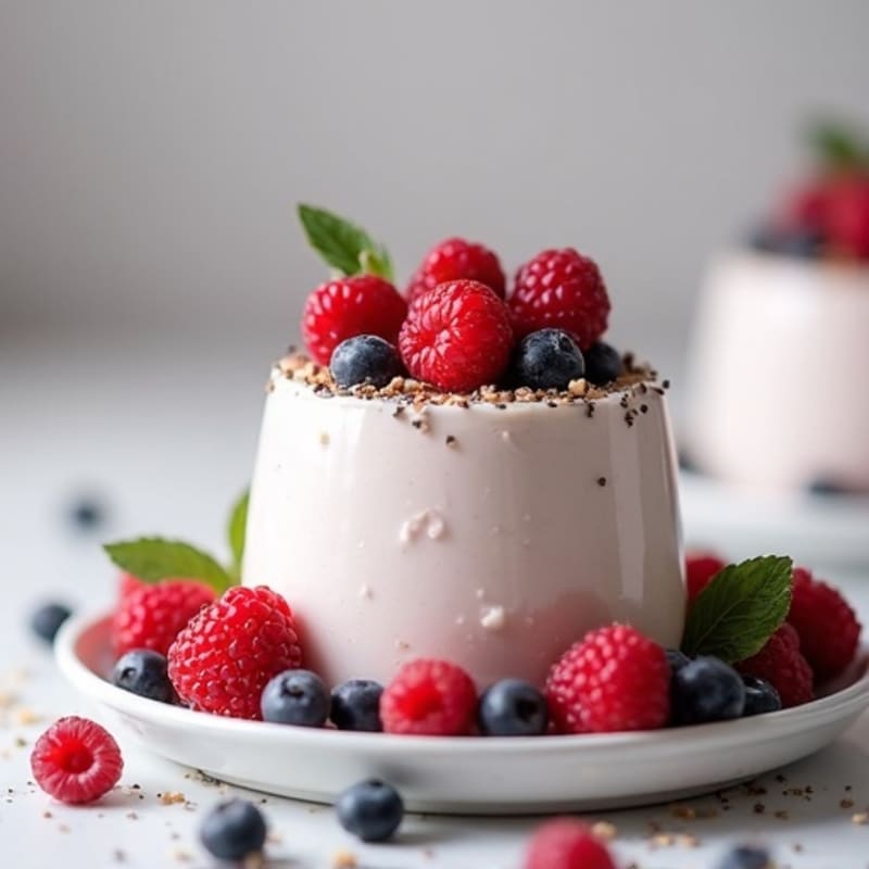 Silky Greek Yogurt Protein Pudding with Mixed Berries