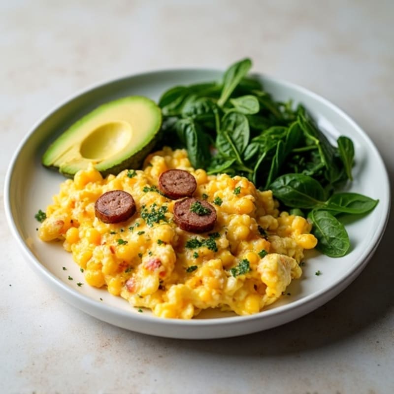 Egg White Scramble with Spinach and Turkey Sausage