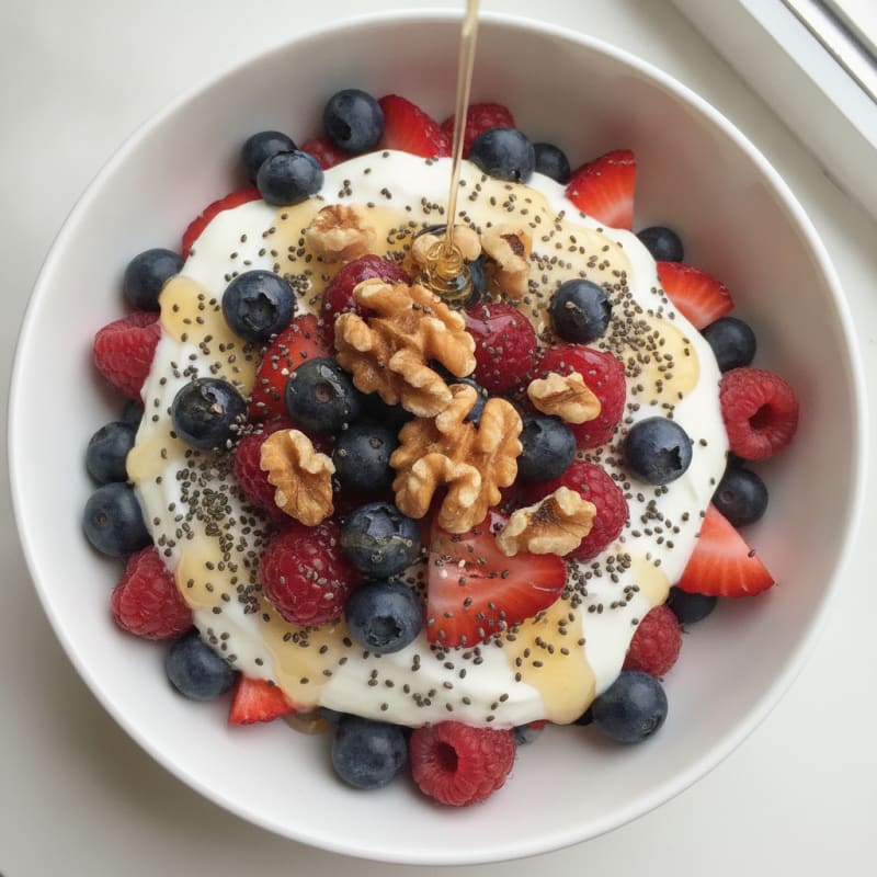 Creamy Greek Yogurt Parfait with Mixed Berries and Chia Seeds