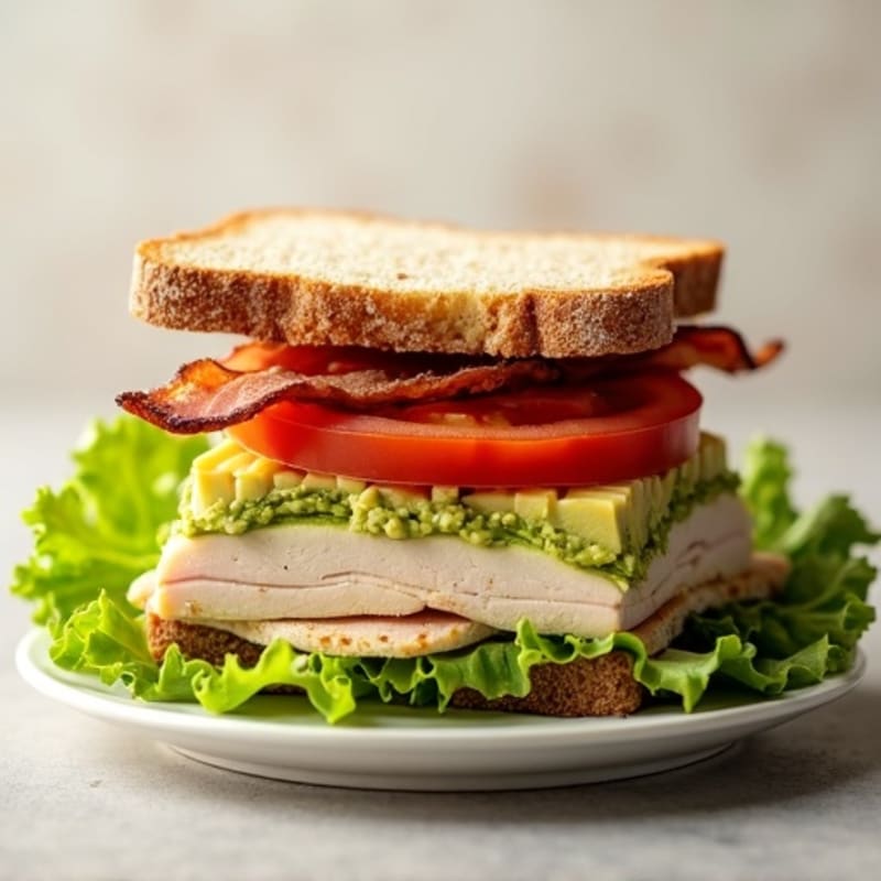 Stacked Turkey Club with Fresh Avocado Spread
