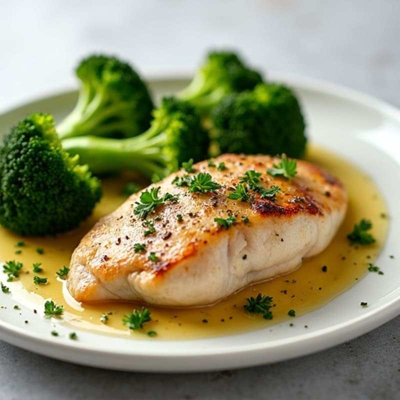 Herb-Roasted Chicken Breast with Steamed Broccoli