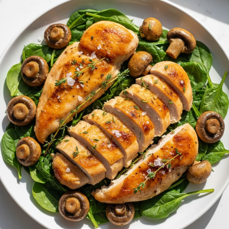 Garlic Butter Roasted Mushrooms and Chicken
