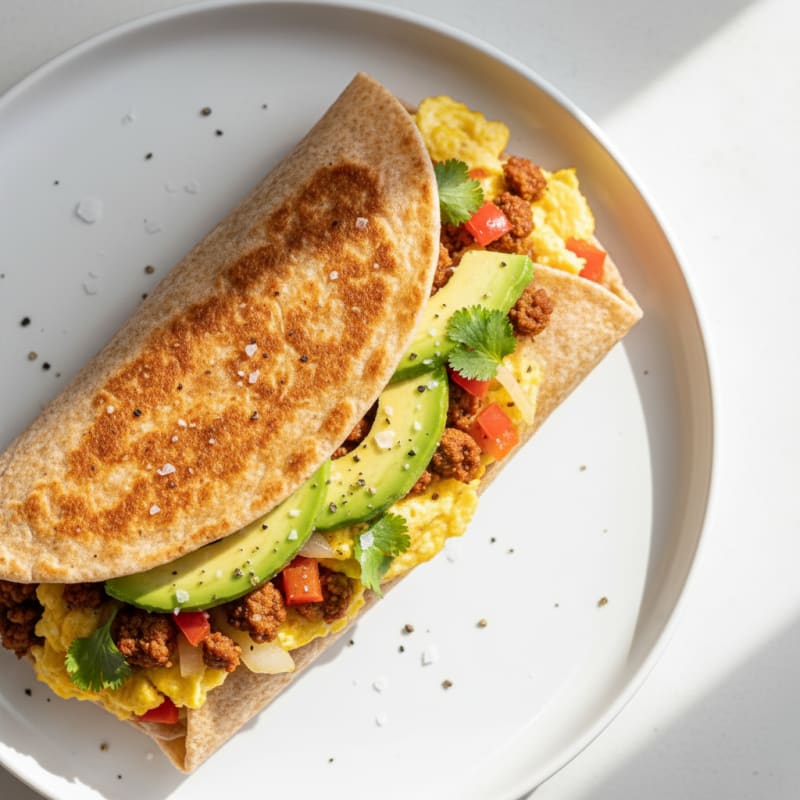 Crispy Chorizo and Egg Breakfast Burrito