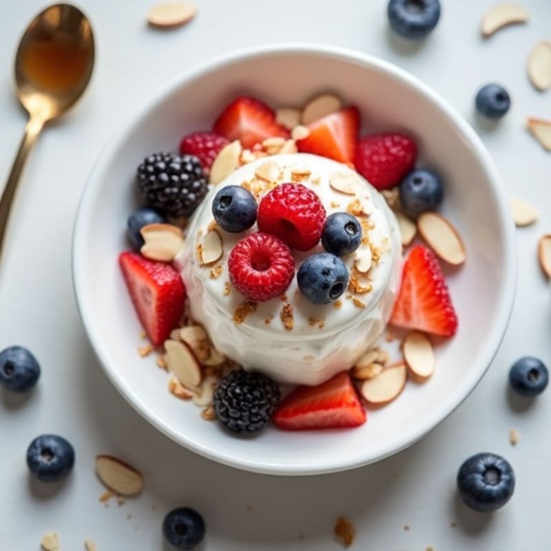 Greek Yogurt Parfait with Mixed Berries and Almonds