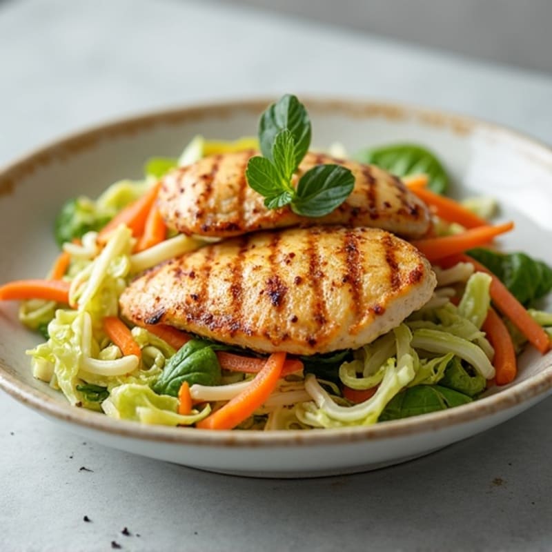 Grilled Chicken Breast with Crunchy Cabbage Slaw