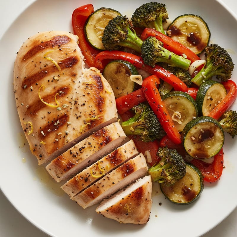 Lemon-Herb Grilled Chicken with Balsamic Roasted Vegetables