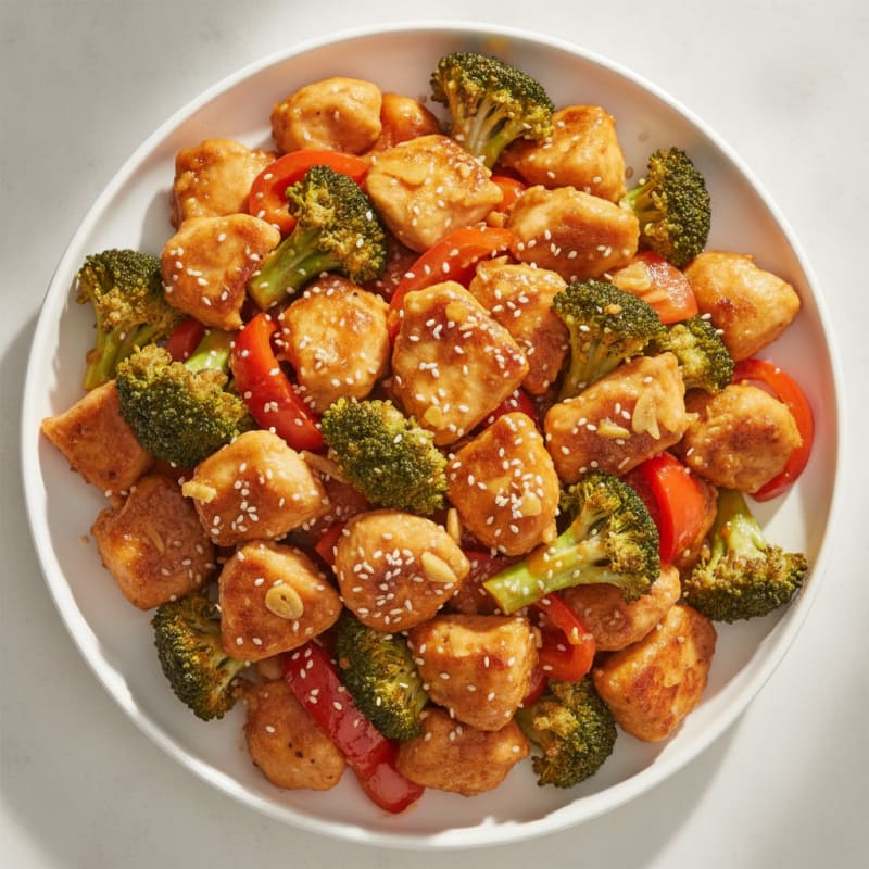Low Cal Orange Chicken with Broccoli Florets