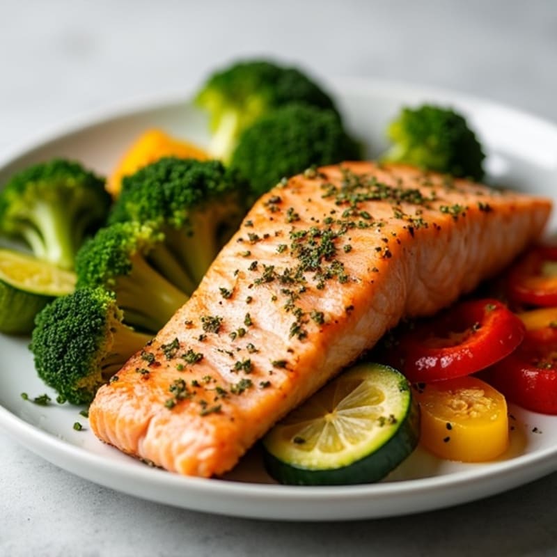 Herb-Crusted Baked Salmon with Roasted Vegetables