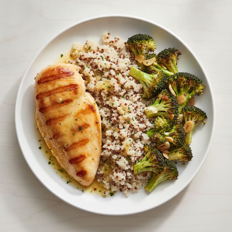 Grilled Chicken Breast with Roasted Broccoli and Quinoa