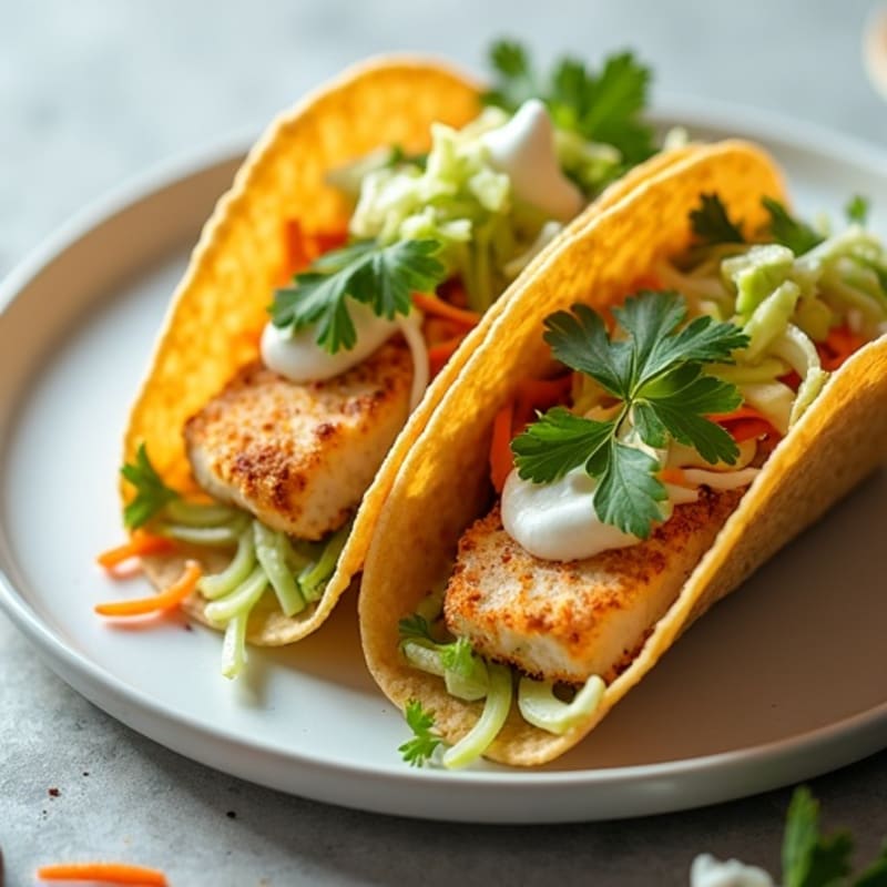 Crispy Baked Fish Tacos with Fresh Cabbage Slaw