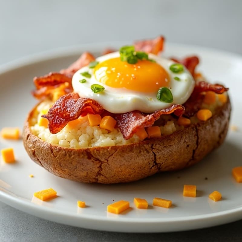 Crispy Twice-Baked Potato with Turkey Bacon