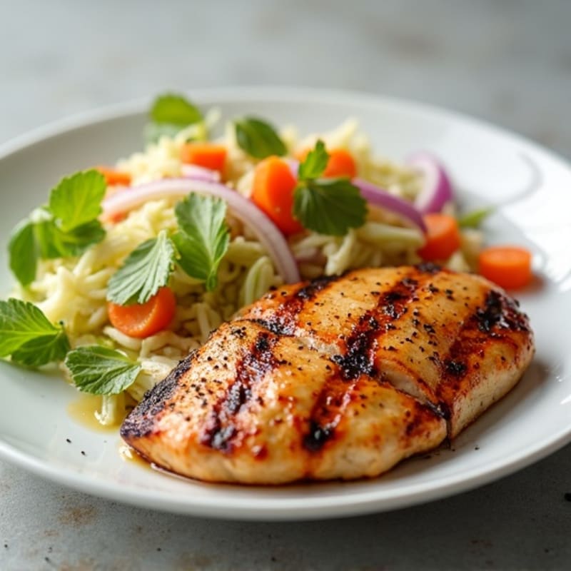 Grilled Chicken Breast with Crunchy Cabbage Slaw