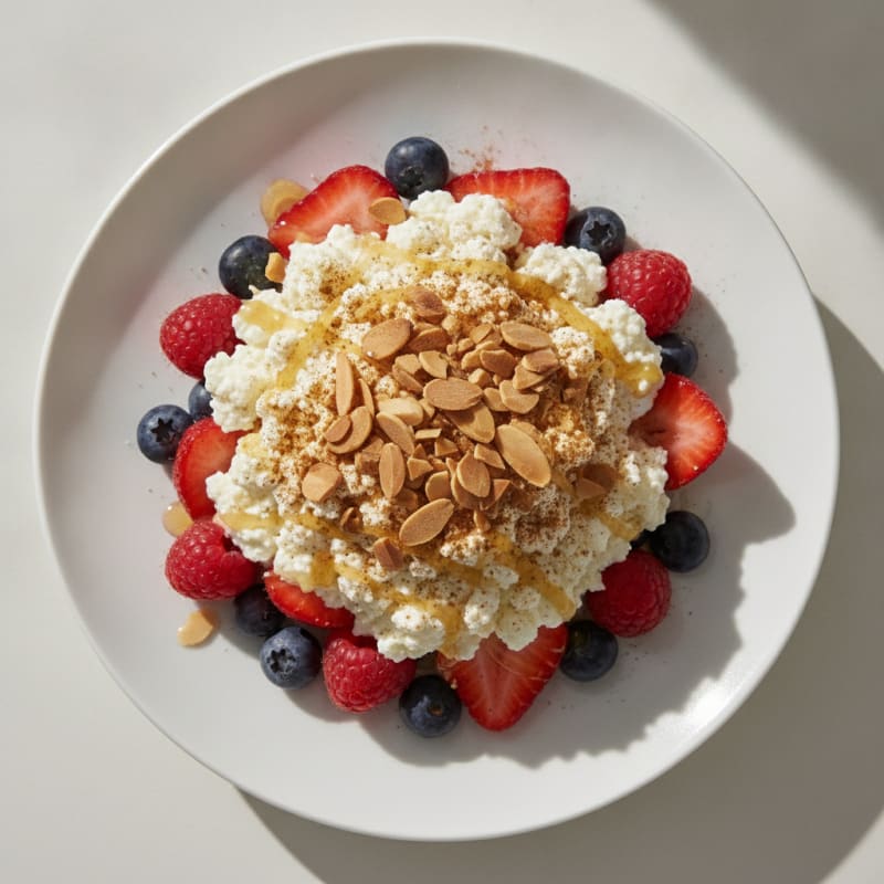 Cottage Cheese and Berry Parfait with Almonds
