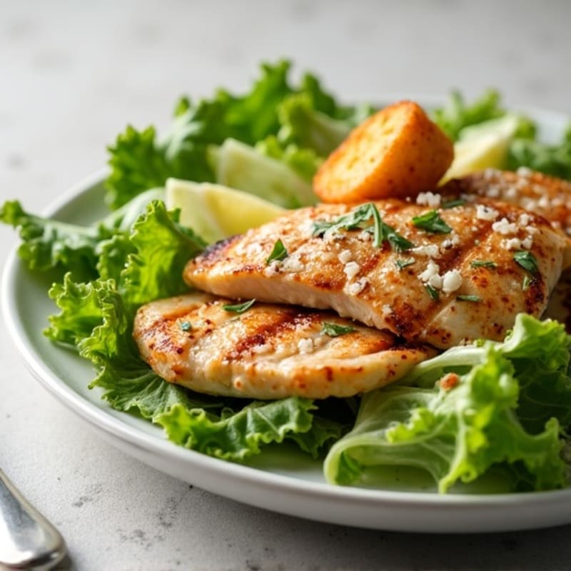 Grilled Chicken Caesar Salad with Crispy Romaine