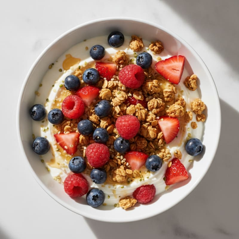 Creamy Greek Yogurt Bowl with Mixed Berries and Protein Granola