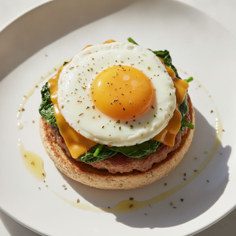 Turkey Sausage and Egg Muffin with Spinach