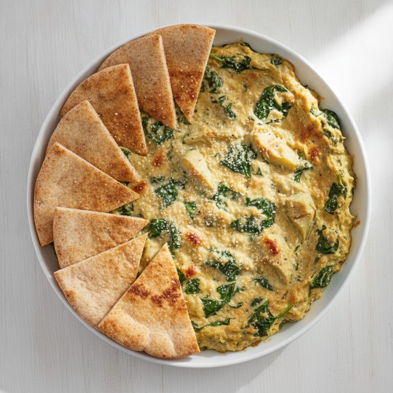 Spinach Artichoke Dip with Toasted Pita