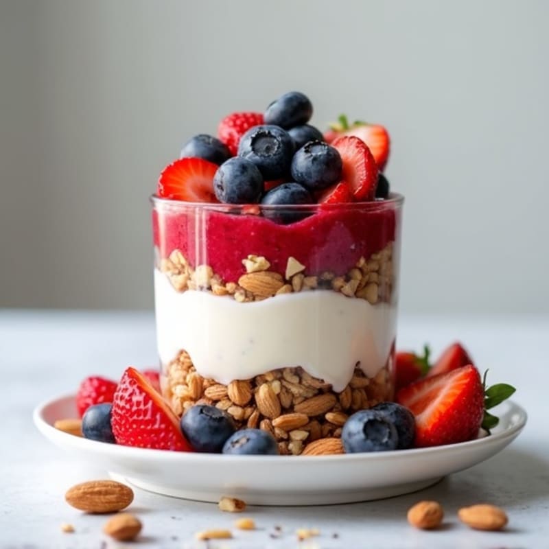 Cottage Cheese Berry Parfait with Almond Crunch
