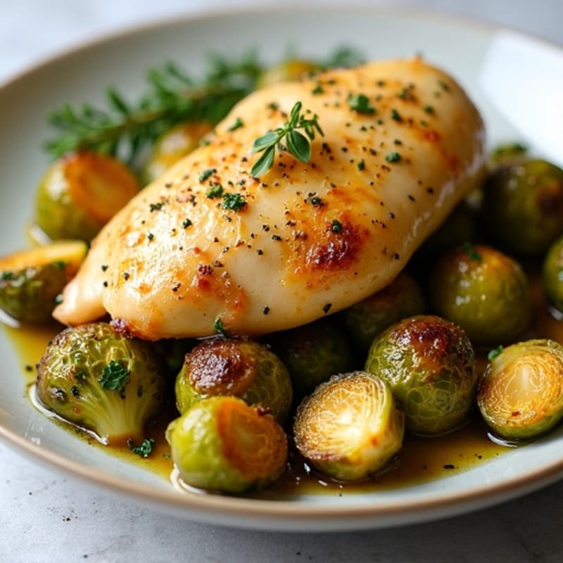 Lemon Herb Roasted Chicken with Crispy Brussels Sprouts