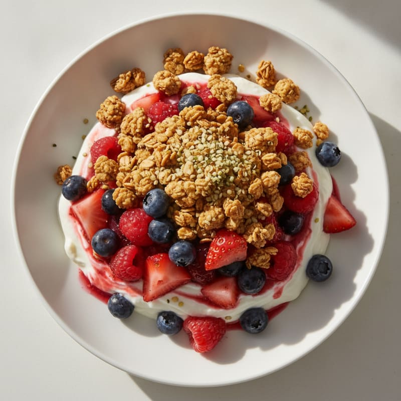 Creamy Greek Yogurt Parfait with Mixed Berries and Protein Granola