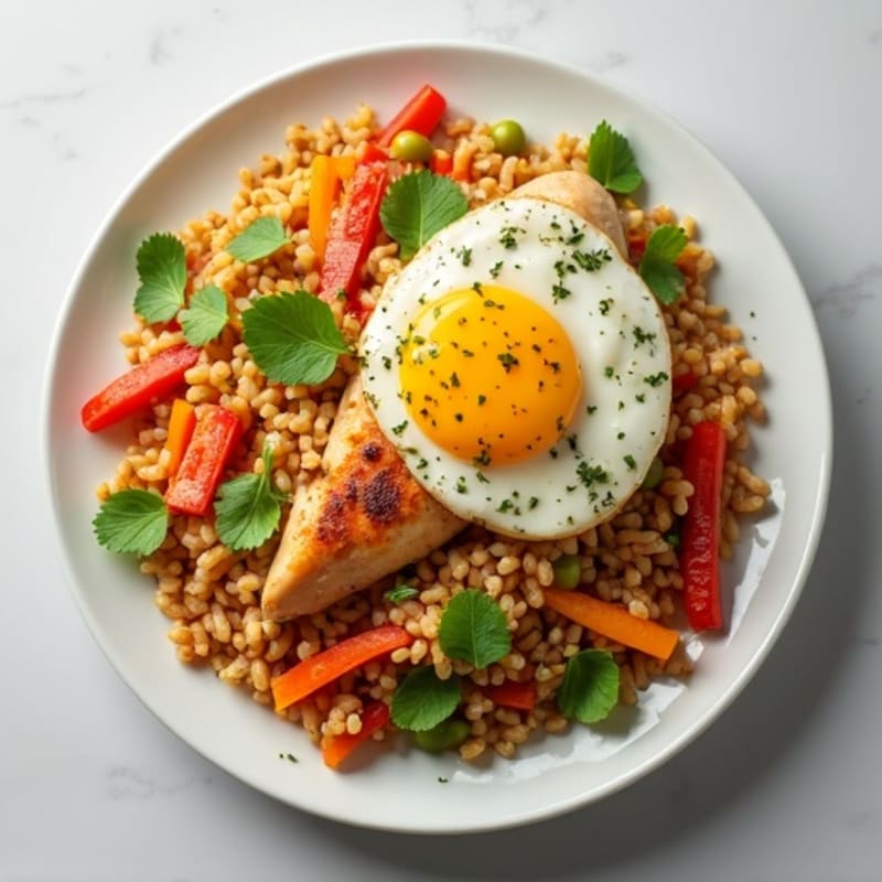 Healthy Chicken Fried Rice with Fresh Vegetables