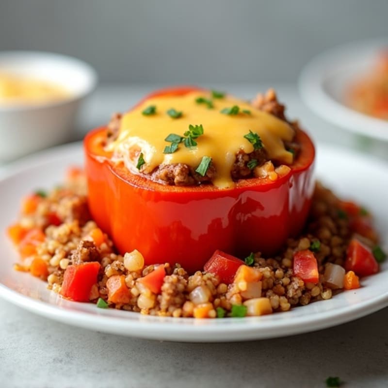 Cheesy Stuffed Bell Peppers with Lean Ground Turkey and Italian Sausage