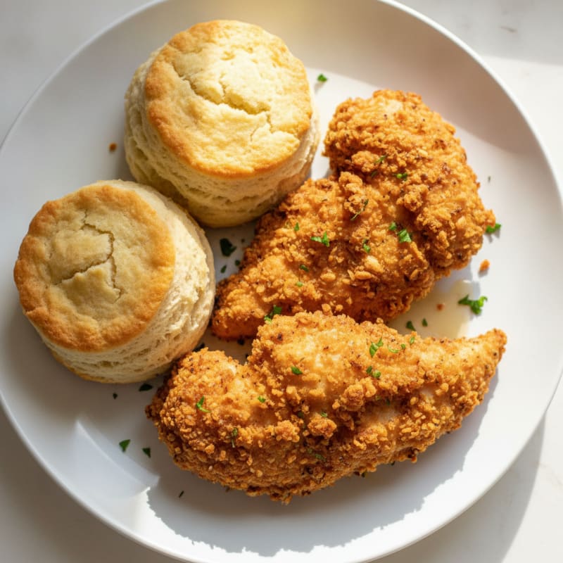 Buttermilk Fried Chicken with Fluffy Biscuits