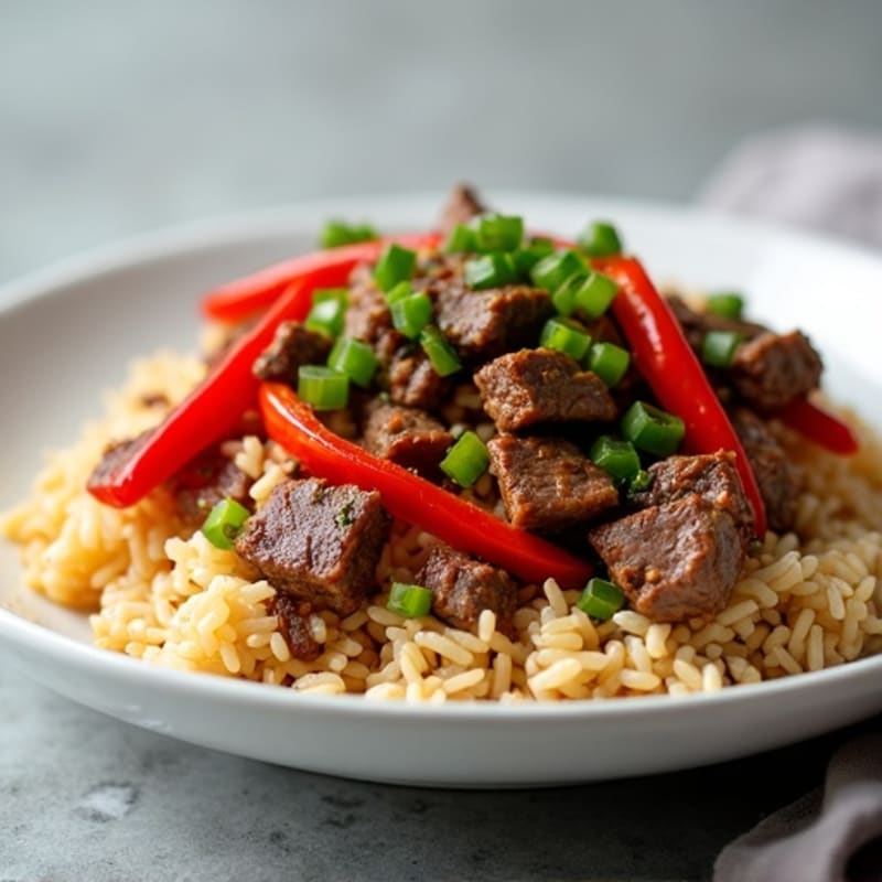 Lean Beef Stir-Fry with Bell Peppers and Jasmine Rice