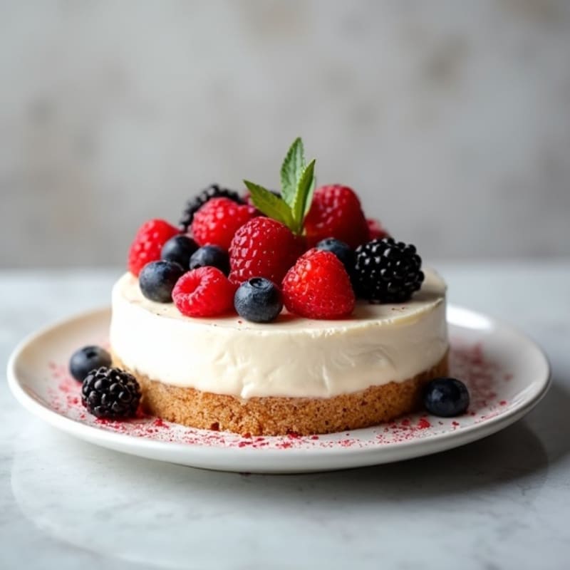 Greek Yogurt Protein Cheesecake with Fresh Berries